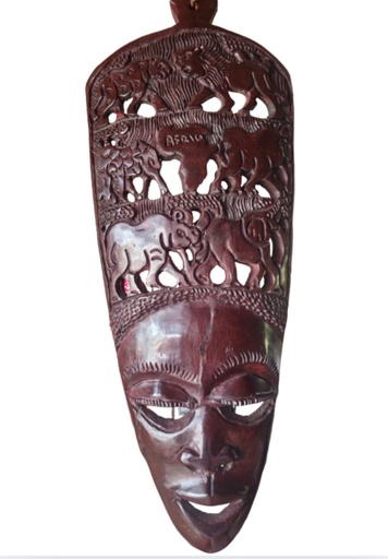 Tanzania Big Five with African Map and Masai Woman Face